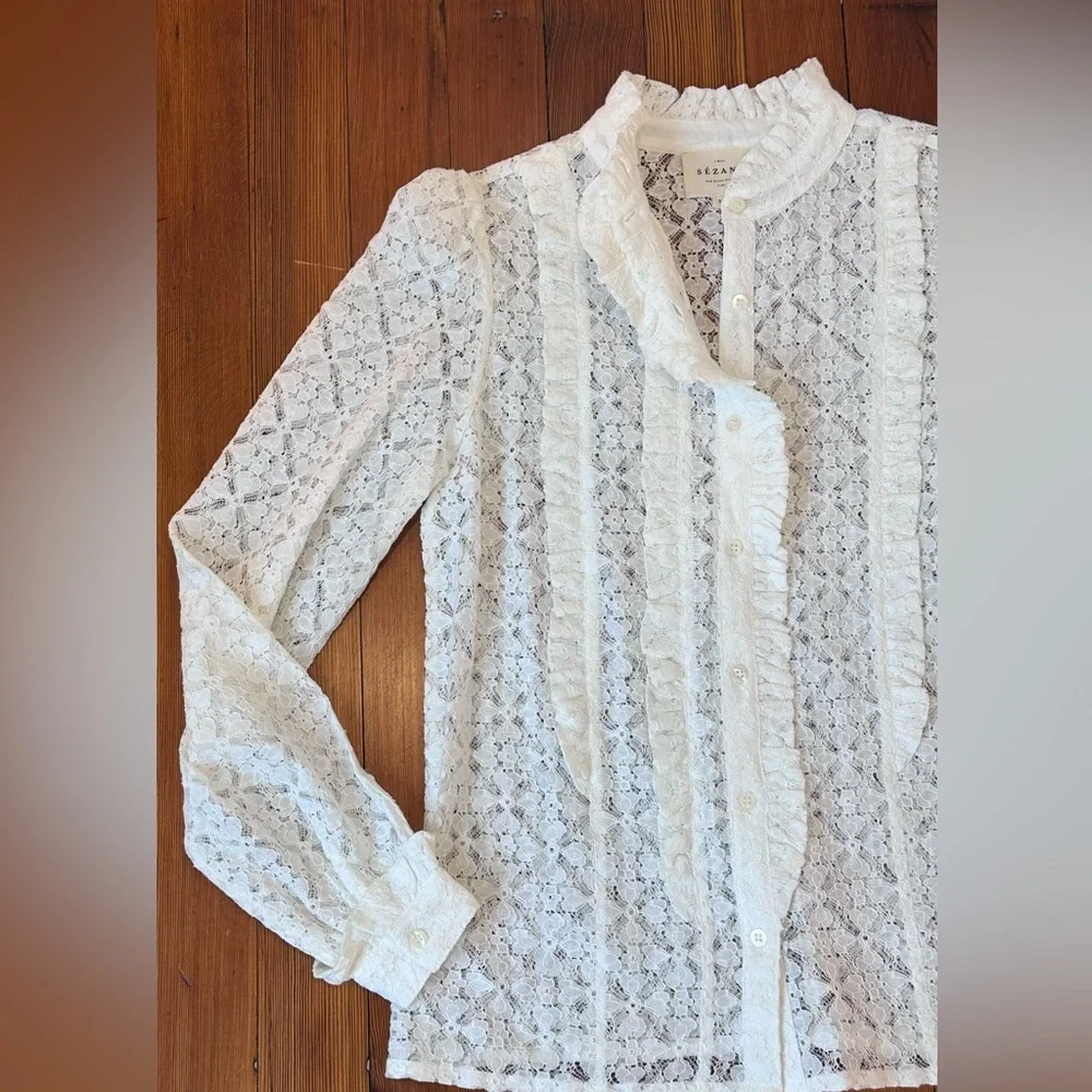 Sezane White Lace Blouse - Picture 6 of 14